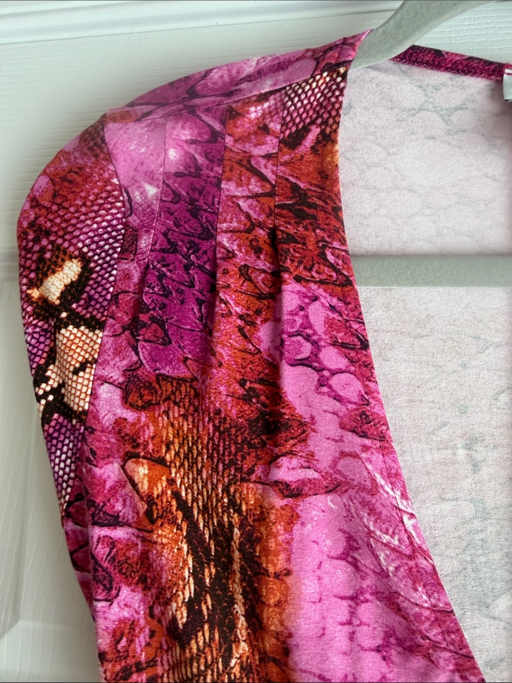 Cache Pink and Orange Snake-Print Wrap Midi Dress - Picture 5 of 6
